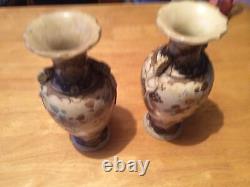Pair of Satsuma Vases Japanese 19th Century SIGNED antiques 30cm Tall