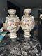 Pair of Vintage Japanese Satsuma Pottery Vases- small flaws H 16 Each