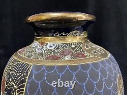 Pair of Vintage Japanese Signed Satsuma Vases of Large Size