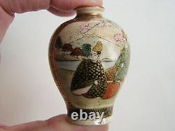 Pair of antique miniature Japanese Satsuma vases Shuzan (5055)