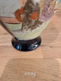 PairAntique circa 1900 Japanese Satsuma Mirrored vases Rich Colbolt Blue Marked