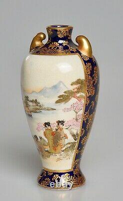 Perfect Antique Japanese Satsuma Miniature Vase Signed Kikozan Meiji Period