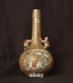 Pre Meiji Period Early Satsuma Ware, Japanese Porcelain Vase Figural Handles