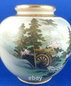 RARE Antique/Vintage JAPANESE SATSUMA Fine Hand-painted Small Pottery Vase AUS