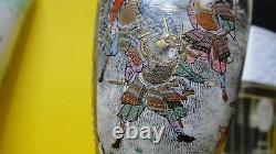 Rare Antique Japanese Samurai Warriors Meiji Period Satsuma Ceramic Vase