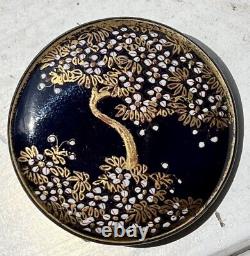 Rare Antique Satsuma Buckle Button Brooch Japan Vintage Japanese Enamel