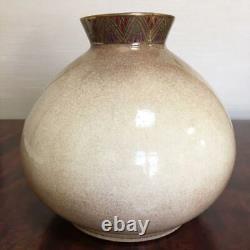 Rare Japanese Beautiful Antique Satsuma Hibiyaki Vase 7.9 In Height