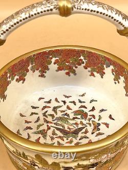 Rare Japanese Meiji Satsuma Bowl With Handle By Kinkozan