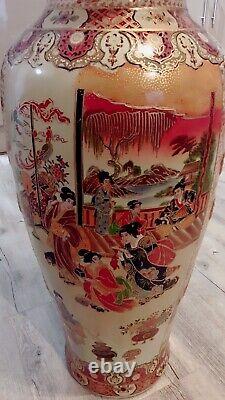 Rare Royal Satsuma Original Japanese Vase -Hand Painted-Himawari vase Height 32