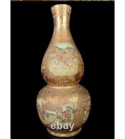 SATSUMA Large Vase 36.2 inch SAMURAI BUSHI Pattern Japanese Antique MEIJI Era