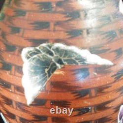 SATSUMA Vase BASKET BUTTERFLY by KINKOZAN Japanese Antique MEIJI Era 9 inch