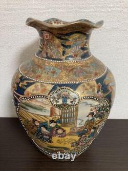 SATSUMA Vase GEISHA KIMONO GIRL FINE ART 13.9 inch Japanese Antique MEIJI Old