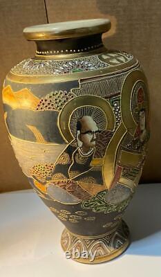 SATSUMA ware Porcelain Vase Kannon Pattern Height 12.9 inch Japanese Antique