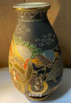 SATSUMA ware Porcelain Vase Kannon Pattern Height 12.9 inch Japanese Antique
