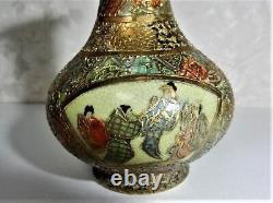 SATSUMA ware pottery Vase person pattern Height 5.9 inch Japanese Antique