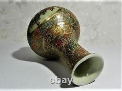 SATSUMA ware pottery Vase person pattern Height 5.9 inch Japanese Antique