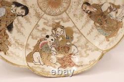 Satsuma Bowl Plate People pattern 6.9 inch Diameter Japanese Antique Pottery