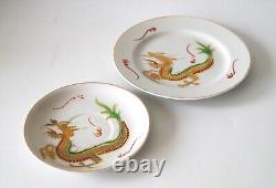 Satsuma Dragon Tea Set Of 15 Hand Painted Japanese Art Porcelain 24K Gold