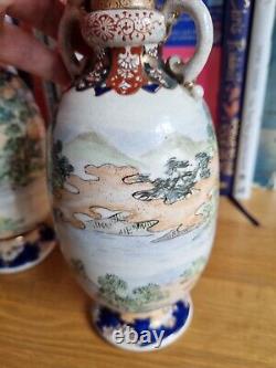 Satsuma Pair Of Antique Vase c1910