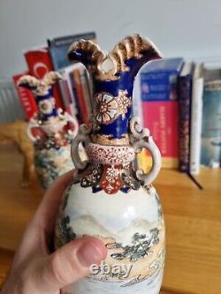 Satsuma Pair Of Antique Vase c1910