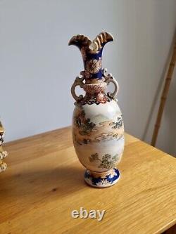 Satsuma Pair Of Antique Vase c1910