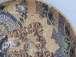 Satsuma Plate Antique Immortals Meiji Dragon Marked vintage Kinkozan Signed