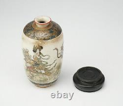 Satsuma Porcelain Ware Vase Dragon Maiden Motif Meiji Old Japanese Antique Japan