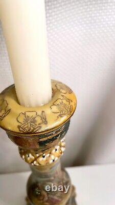 Satsuma Style Vases & Candlestick 5pc Set STUNNING