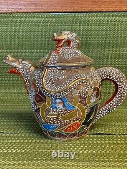 Satsuma Tea Set, 10 piece, Japanese Dragon ware, antique, circa 1930