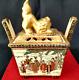 Satsuma incense burner lion cover japanese antique Gold color