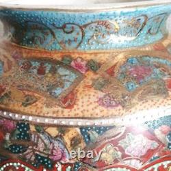 Satsuma ware Porcelain Vase 14.7 inch Samurai Battle Pattern Japanese antique