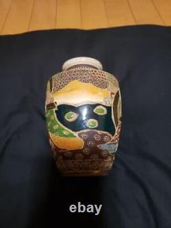 Satsuma ware Vase Buddhism pattern 5.9 inch Japanese antique art figurine