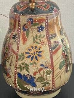 Satsuma ware vase 11.8 inch KIMONO Girl Pattern Antique art Figurine Japanese