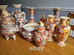 Set of 11 Beautiful Antique Satsuma vases