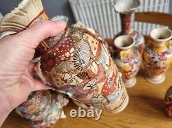Set of 11 Beautiful Antique Satsuma vases