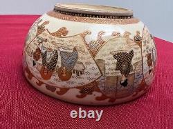 Signed Antique Japanese Satsuma Pottery Bowl