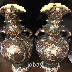 Stunning Photos Pair Art Nouveau Satsuma vases by Kinkozan