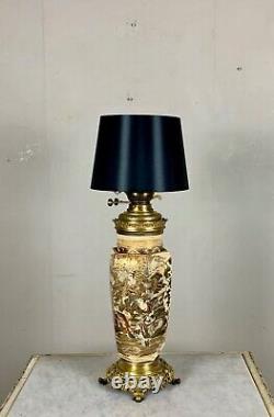 Substantial size Japanese Meiji period satsuma lamp