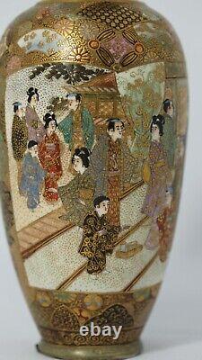 Superb Jewel Like Antique Japanese Satsuma Vase Signed Meiji Period