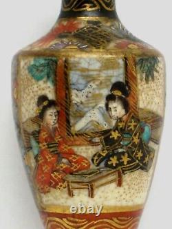 TINY miniature Japanese Satsuma Vases Meiji Period Signed REPAIRS