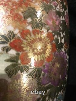 Taisho-Showa Satsuma 9 ins high vase beautifully hand painted