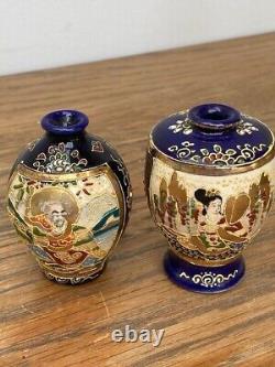 Two Pretty Miniature Signed Japanese Satsuma Ware Vases/Urns