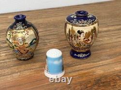 Two Pretty Miniature Signed Japanese Satsuma Ware Vases/Urns