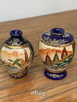 Two Pretty Miniature Signed Japanese Satsuma Ware Vases/Urns