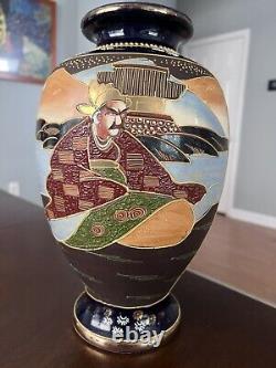 Very Old Signed Asian Japanese Satsuma Large Vase 12.5 Made in Japan