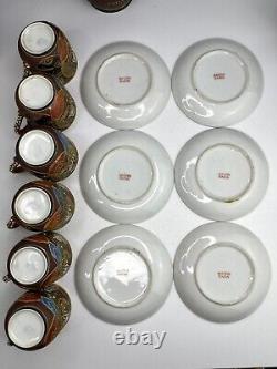 Vintage 15 Pcs Japanese Satsuma style Moriage Tea Coffee set Hand Painted 1930s