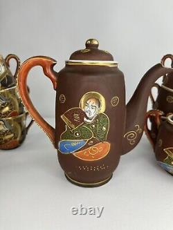 Vintage 15 Pcs Japanese Satsuma style Moriage Tea Coffee set Hand Painted 1930s