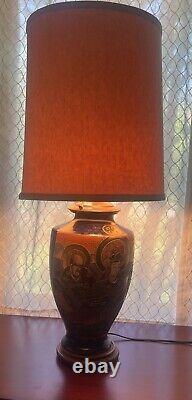 Vintage/ Antique Japanese Satsuma Porcelain Vase Brass Lamp, Working