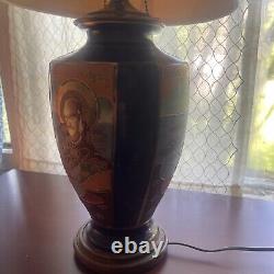 Vintage/ Antique Japanese Satsuma Porcelain Vase Brass Lamp, Working