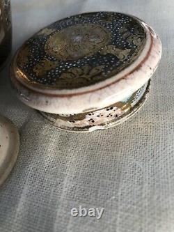 Vintage Antique Oriental Japanese Satsuma Gold Vase Ginger Jar vintage W 2 Lids